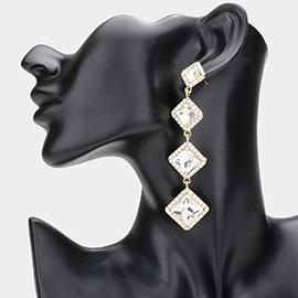 Diamond Stone Cluster Dropdown Evening Earrings