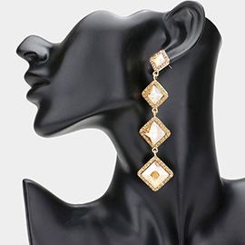 Diamond Stone Cluster Dropdown Evening Earrings