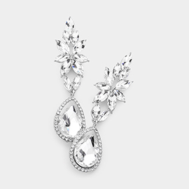 Marquise Teardrop Stone Cluster Evening Earrings