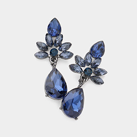 Marquise Cluster Teardrop Stone Dangle Evening Earrings