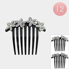 12PCS - Flower Bling Hair Combs