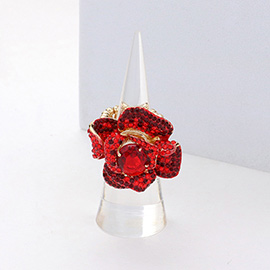 Rhinestone Embellished Flower Stretch Ring