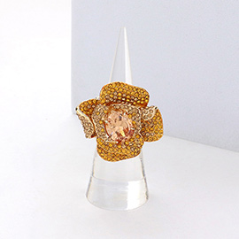 Rhinestone Embellished Flower Stretch Ring