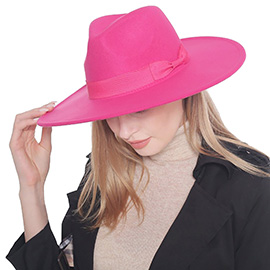 Bow Band Pointed Solid Panama Hat