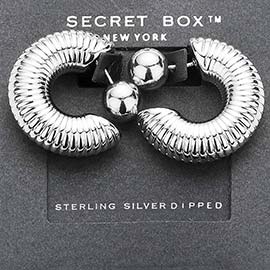 Secret Box_Sterling Silver Dipped Textured Metal Accordion Tube Hoop Earrings