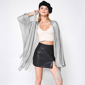 Sparkle Glitter Mesh Kimono Poncho