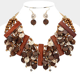 Ethnic Vintage Wooden Bib Necklace