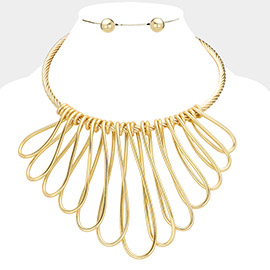 Metal Cord Loop Statement Choker Necklace