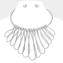 Metal Cord Loop Statement Choker Necklace