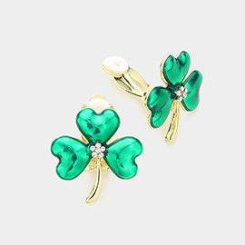 St. Patrick's Enamel Clover Clip On Earrings