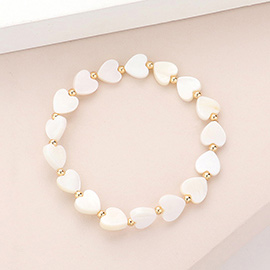 Mother Of Pearl Heart Stretch Bracelet