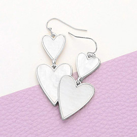 Mother Of Pearl Heart Link Dangle Earrings