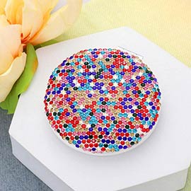 Bling Studded Round Compact Mirror