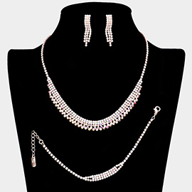 Rhinestone Paved Necklace Jewelry Set