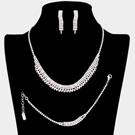 Rhinestone Paved Necklace Jewelry Set