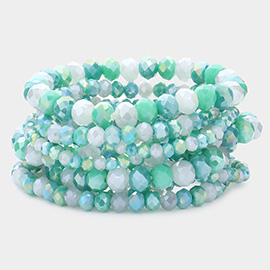 9PCS - Faceted Bead Stretch Bracelets