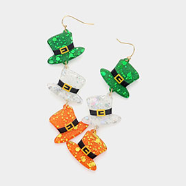 St Patricks Day Resin Hat Link Dropdown Earrings