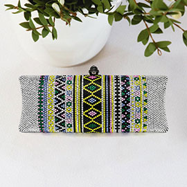 Bling Aztec Print Evening Clutch Bag