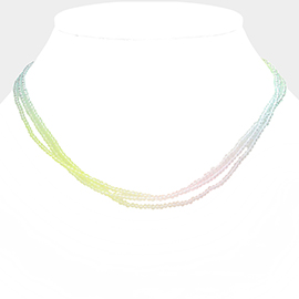 Gradation Seed Beaded Triple Layered Necklace