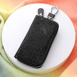 Bling Faux Leather Key Wallet