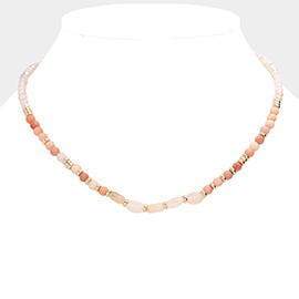 Semi Precious Stone Faceted Beaded Necklace