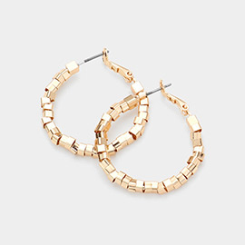 Metal Nugget Hoop Earrings