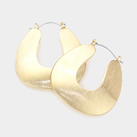 Brushed Metal Hoop Pin Catch Earrings