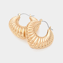 Textured Metal Hoop Pin Catch Earrings