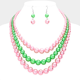 Triple Layered Pearl Necklace