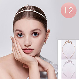 12PCS - Rhinestone Paved Princess Tiara