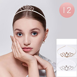 12PCS - Rhinestone Paved Princess Tiara