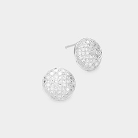 CZ Stone Paved Disc Stud Earrings