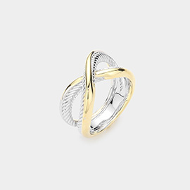 Two Tone Criss Cross Ring