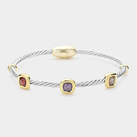 Square CZ Stone Bezel Magnetic Bracelet