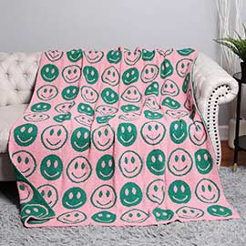 Smile Patterned Reversible Throw Blanket