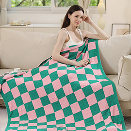 Reversible Checkerboard Patterned Throw Blanket