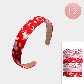 12PCS - Heart Love Printed Headbands