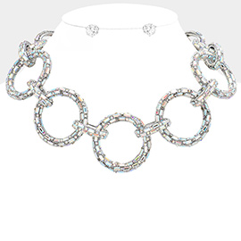 Baguette Stone Embellished Bling O Ring Link Necklace