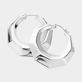 Geometric Metal Hoop Pin Catch Earrings