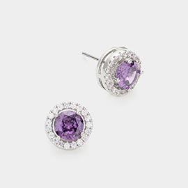 14K Gold Dipped CZ Stone Stud Earrings