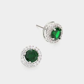 14K Gold Dipped CZ Stone Stud Earrings