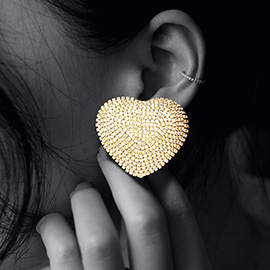 Rhinestone Paved Oversized Heart Stud Earrings