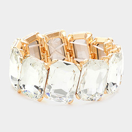 Rectangle Crystal Stone Cluster Stretch Evening Bracelet