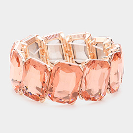 Rectangle Crystal Stone Cluster Stretch Evening Bracelet