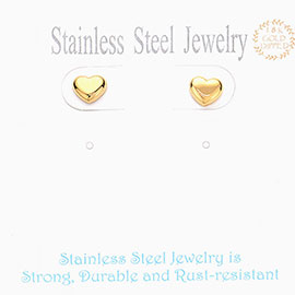 18K Gold Dipped Stainless Steel Heart Stud Earrings