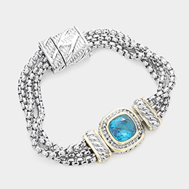 Square CZ Stone Magnetic Bracelet