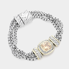 Square CZ Stone Magnetic Bracelet