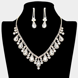 Teardrop Stone Accented Rhinestone Necklace