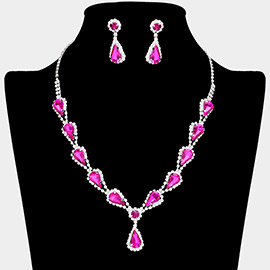 Teardrop Rhinestone Accented Necklace