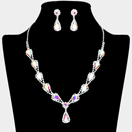 Teardrop Rhinestone Accented Necklace